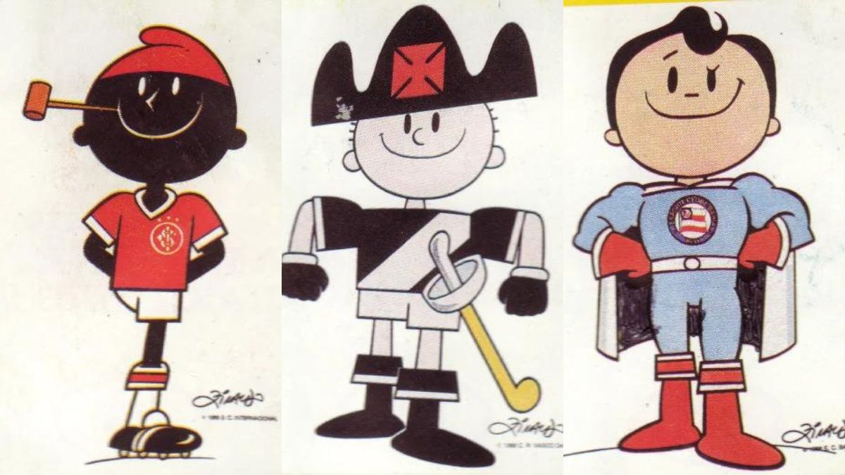 Mascotes recriados por Ziraldo (Foto: Revista Placar, Reprodução)