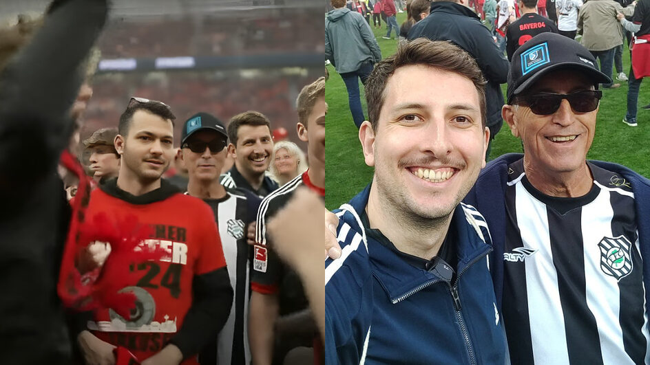 Torcedor do Figueirense comemorando o título do Bayer Leverkusen no Campeonato Alemão