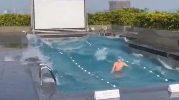 VÍDEO Turista é surpreendido por terremoto enquanto nadava em piscina em Taiwan