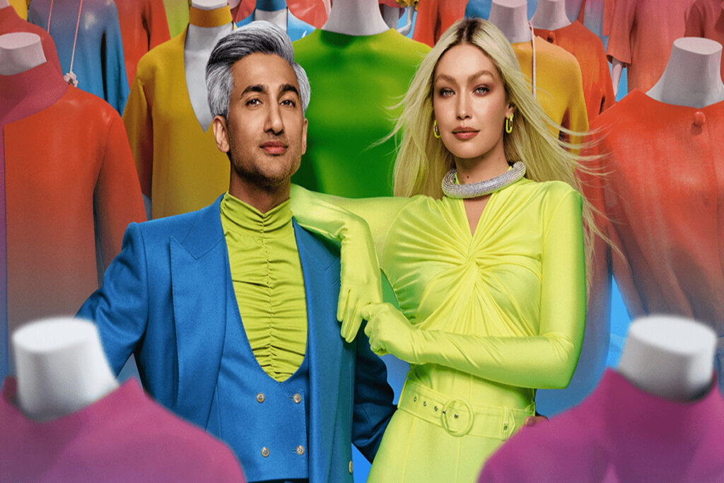 Capa de "Next in Fashion", com Tan France e Gigi Hadid
