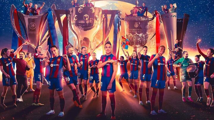 Barcelona celebra o terceiro título da Champions League (Foto: @FCBfemeni, X, Reprodução)