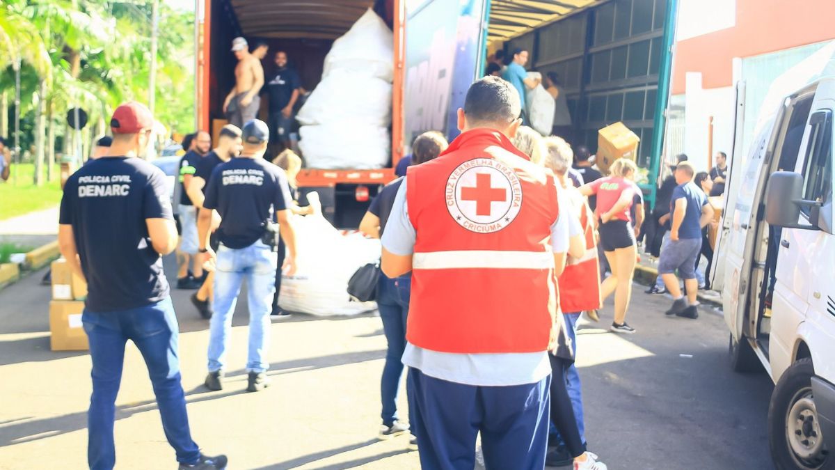 Cruz vermelha já arrecadou toneladas de doações em Criciúma