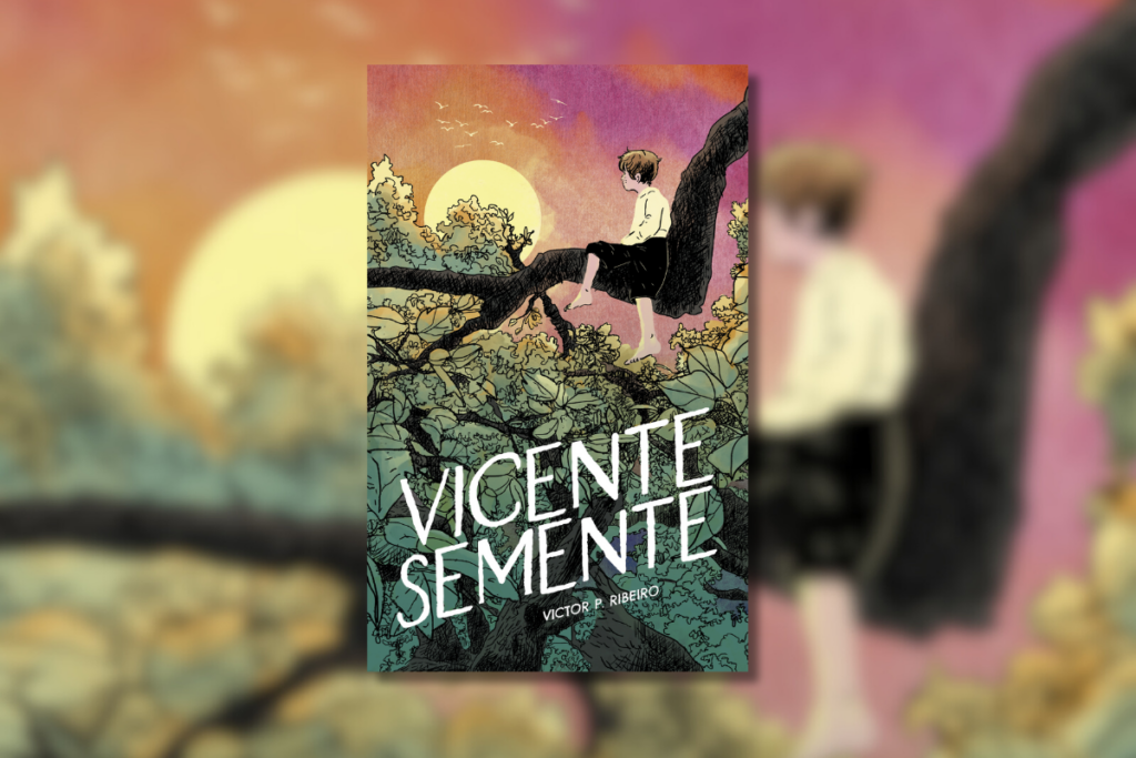 Em “Vicente Semente”, acompanhamos um menino que, ao lidar com a inveja e a solidão, embarca em uma aventura em uma floresta (Imagem: Reprodução digital | Victor P. Ribeiro)