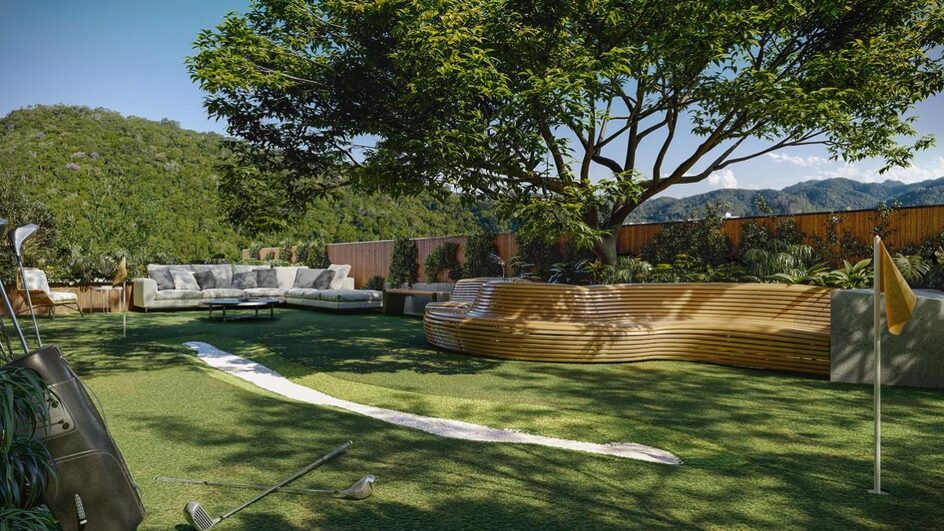 Campo de golfe no apartamento