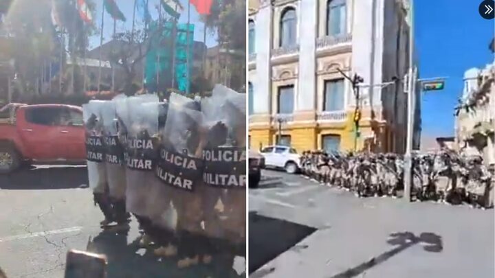 Militares cercam palácio presidencial em La Paz, e presidente denuncia tentativa de golpe na Bolívia (Fotos: X, Reprodução)