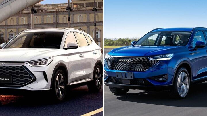 Carros elétricos mais vendidos em SC no ano de 2024 têm SUV de luxo como o BYD Song Plus, à esquerda (Fotos: Divulgação)