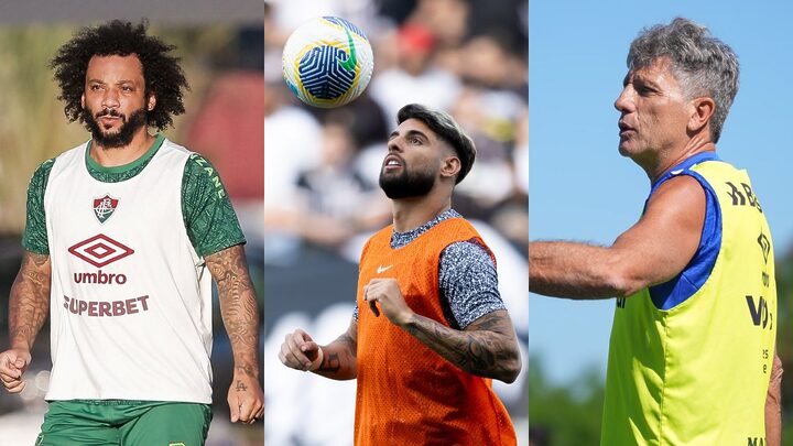 Fluminense, Corinthians e Grêmio estão na zona de rebaixamento do Brasileirão 2024 (Foto: Lucas Merçon, FFC, Rodrigo Coca, divulgação, SCCP, divulgação, X, Grêmio)