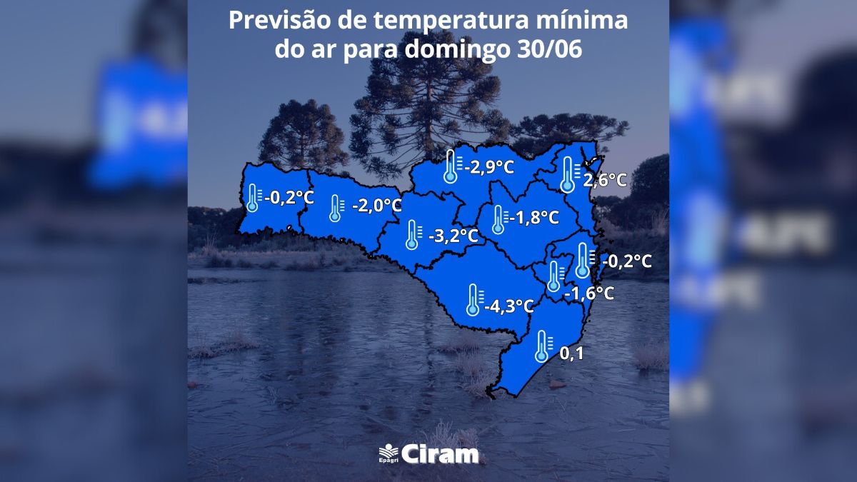 Serra catarinense terá temperaturas negativas