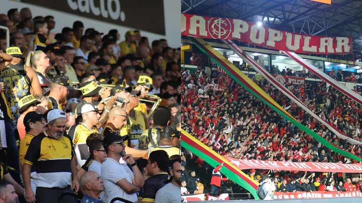 Torcedores de Criciúma e Internacional no Heriberto Hulse (Foto: Celso da Luz, Criciúma | Ricardo Duarte, Internacional)
