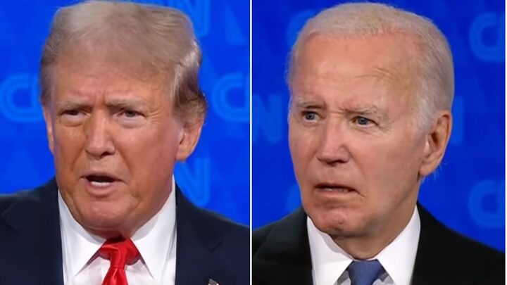 Trump e Biden em primeiro debate da corrida presidencial dos EUA (Foto: YouTube, Reprodução)