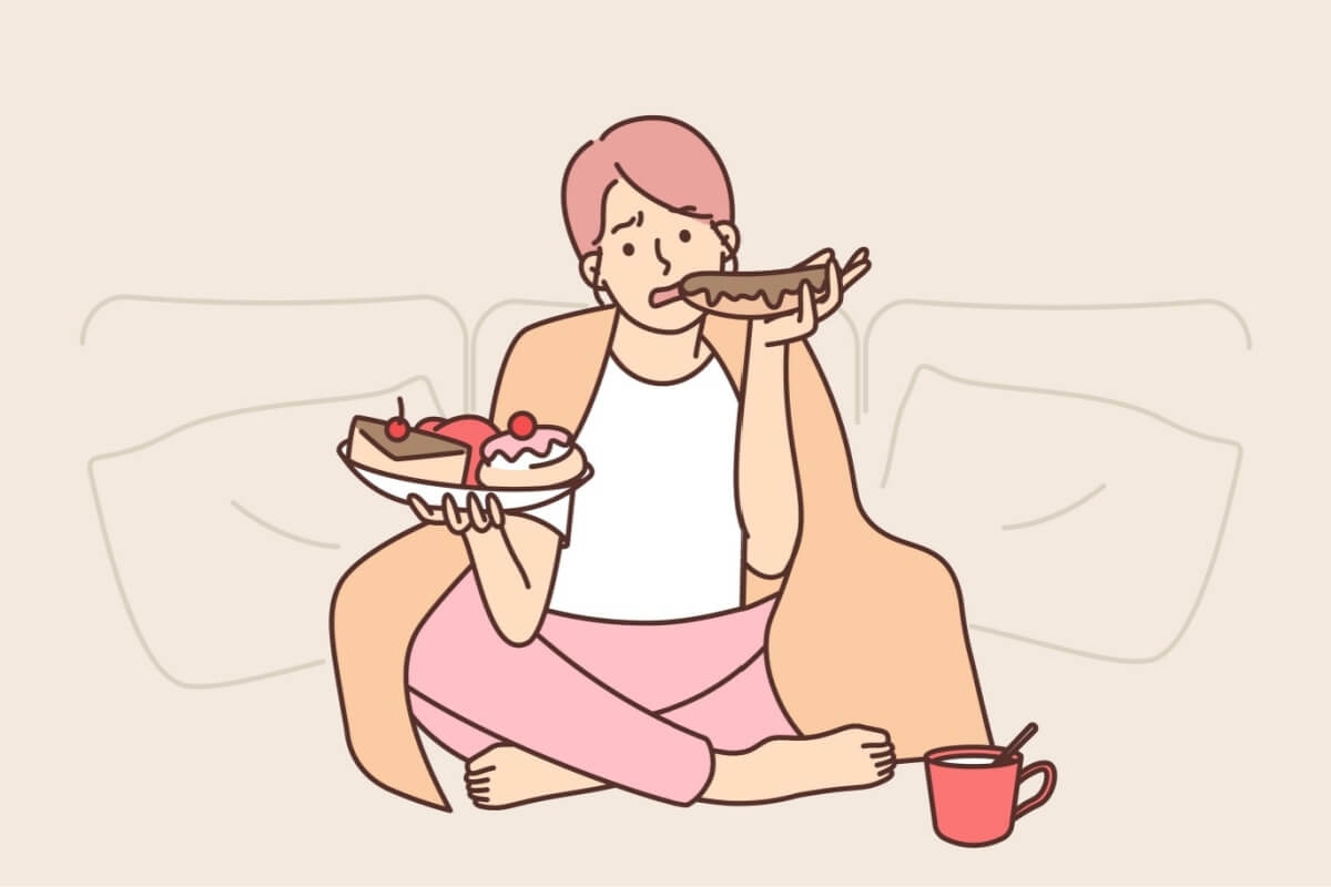 A dependência alimentar envolve o consumo excessivo de alimentos prazerosos (Imagem: Alphavector | Shutterstock)