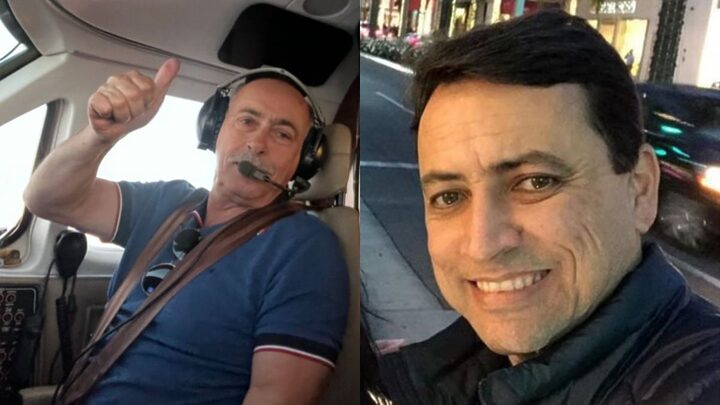 Geraldo Cláudio de Assis Lima, de 66 anos, e o empresário Antônio Augusto Castro, de 53 anos, vítimas da queda de um avião (Foto: Redes sociais)