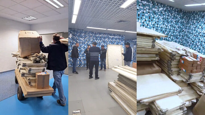 Arena do Grêmio começa a receber novos móveis e os vestiários depois da limpeza