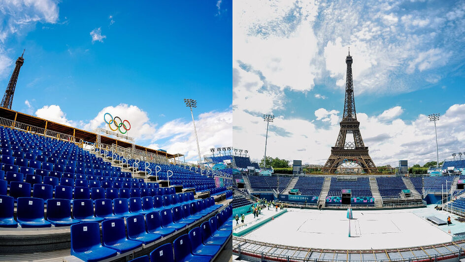 Confira como ficou a arena do Vôlei de Praia em Paris aos pés da Torre Eiffel