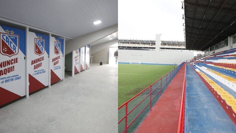 Estádio Augusto Bauer, em Brusque, está próximo da conclusão da reforma (Foto: Patrick Rodrigues, NSC Total)