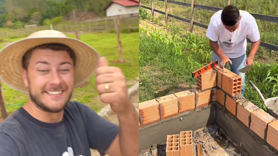 Influenciador de SC viraliza ao mostrar passo a passo de construção da própria casa