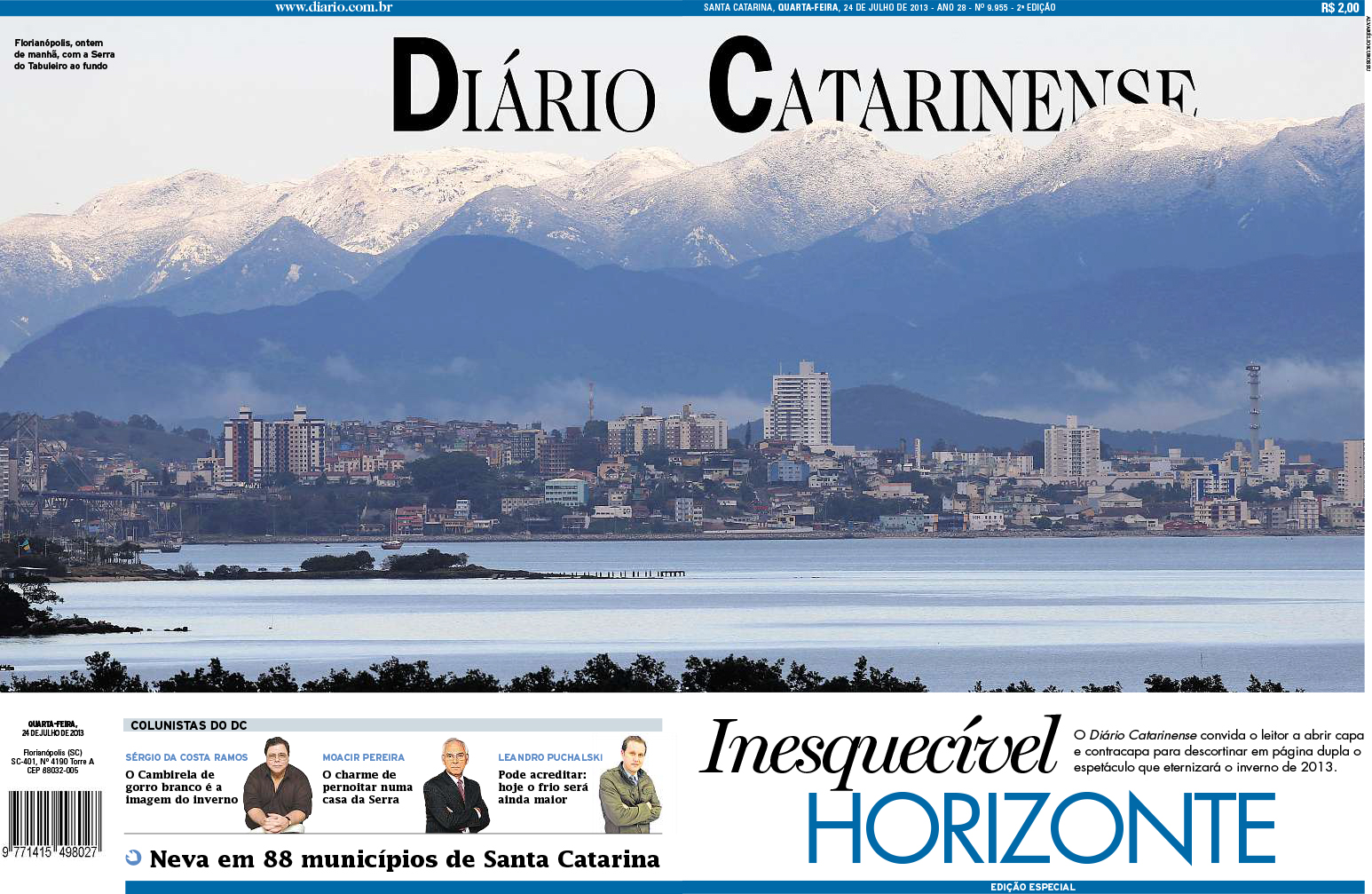 O fotógrafo que fez registro raro do Morro do Cambirela coberto de neve (2)