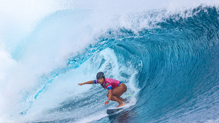 Tainá Hinckel, da Palhoça, é uma das esperanças de medalha no Surfe Feminino (Foto: William Lucas, Divulgação, COB)