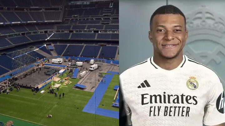 Santiago Bernabéu Mbappé apresentação