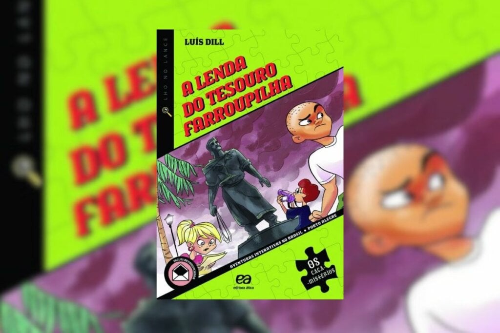 “A Lenda do Tesouro Farroupilha” trata de assuntos de patrimônio histórico de maneira descontraída e aventureira (Imagem: Divulgação | Editora Ática)