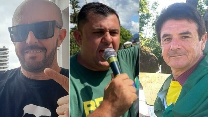 Fabiano Silva (à esq.), Dirlei Paiz (centro) e Ademar Guinzelli (à dir.) são candidatos em SC e tiveram envolvimento com atos de 8 de janeiro (Fotos: Redes sociais, Reprodução)