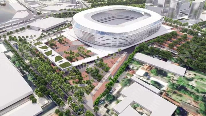 Projeto de como ficará o estádio do Flamengo no terreno do Gasômetro (Foto: Divulgação)