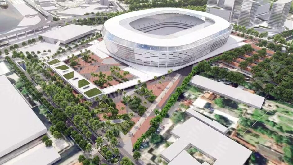 Projeto de como ficará o estádio do Flamengo no terreno do Gasômetro (Foto: Divulgação)