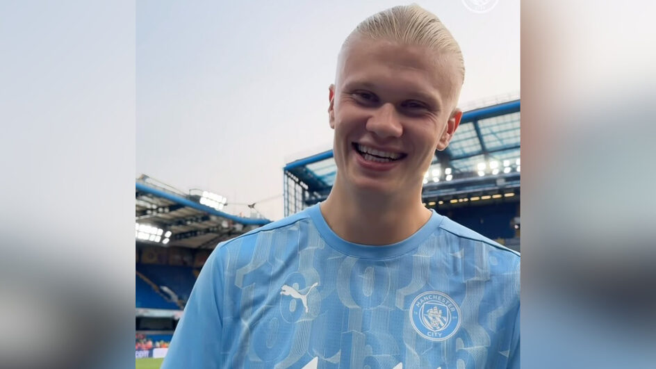 Técnico compara números de Halland aos de Messi e Cristiano Ronaldo