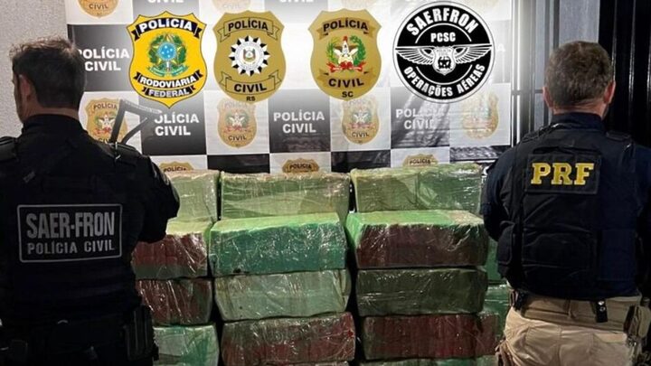 Maconha foi apreendida na fronteira de SC com RS,