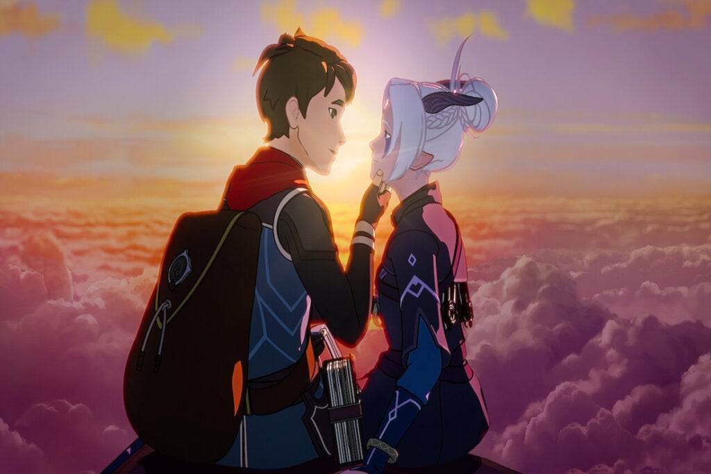 Em “O Príncipe Dragão”, dois príncipes e uma elfa unem forças para salvar seu mundo e acabar com um conflito ancestral (Imagem: Reprodução digital | Disney+)