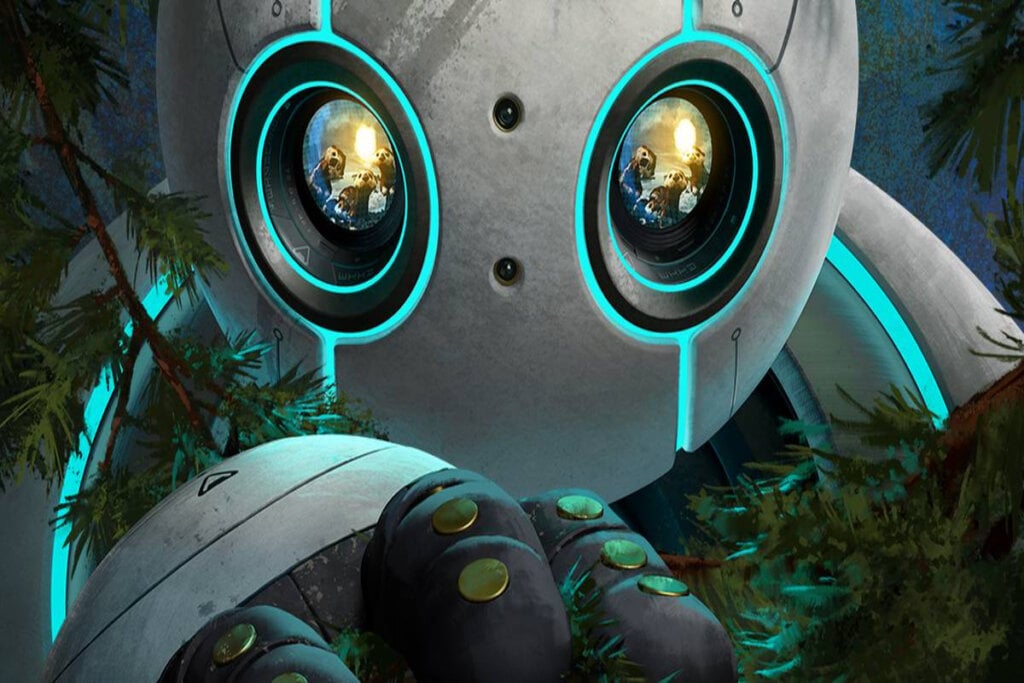 Em “Robô Selvagem”, um robô naufragado em uma ilha deserta aprende a sobreviver e se conecta com os animais locais (Imagem: Reprodução digital | Universal Studios)