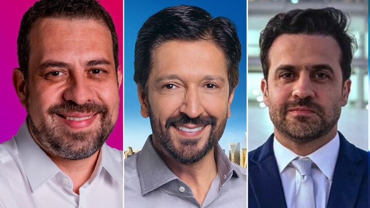 Boulos, Nunes e Marçal estão em empate triplo na liderança da corrida pela prefeitura de SP (Fotos: Redes sociais, reprodução)