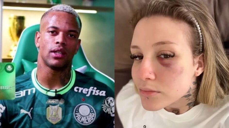 Caio Paulista é acusado de agressão pela ex-namorada (Foto: Palmeiras, Divulgação | mont_clara, Instagram, Reprodução)
