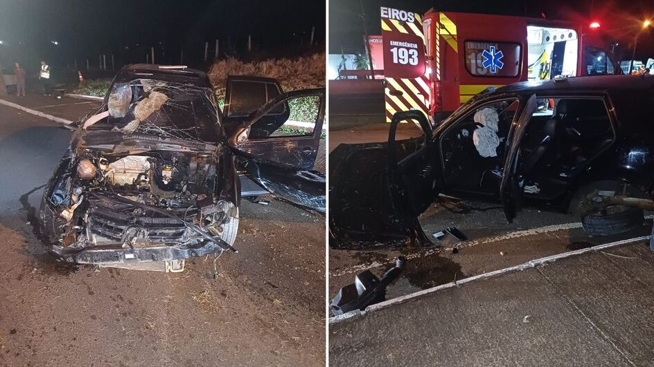 Carro capota e ocupante fica gravemente ferido no Oeste de SC