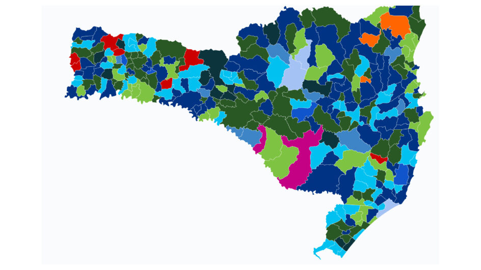 Mapa mostra explosão do PL e queda de partidos tradicionais no comando das prefeituras em SC (2)