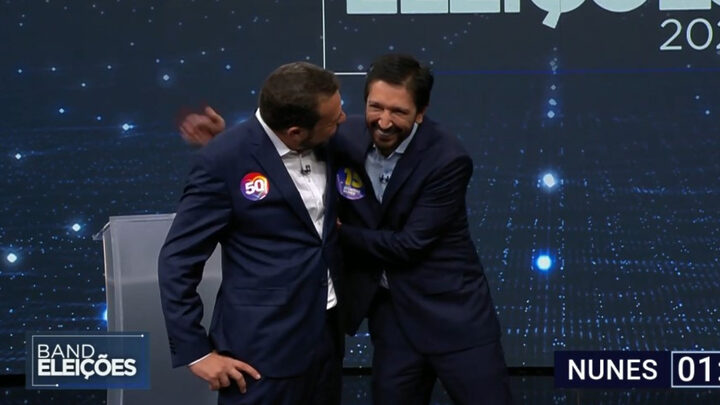 Nunes e Boulos se abraçam após troca de acusações no debate em SP