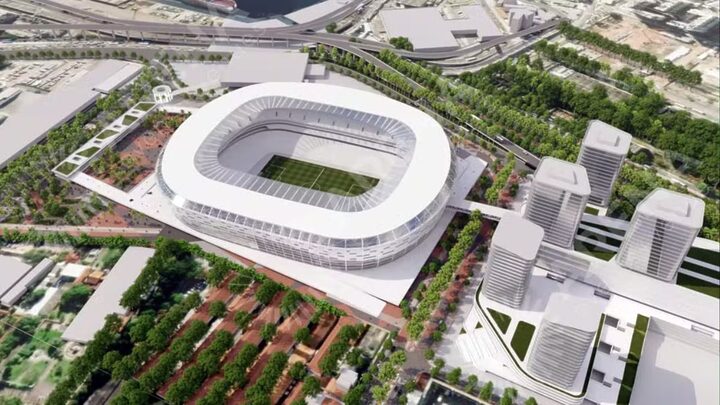 imagem áerea da projeção do estádio do Flamengo (Foto: Divulgação)
