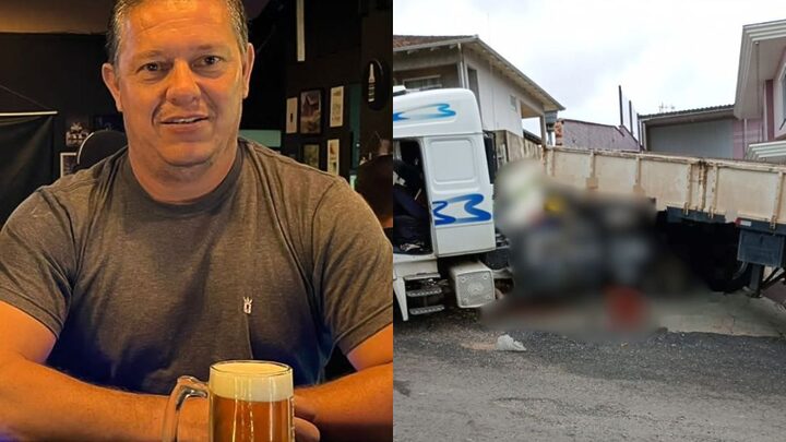 Vítima morreu atropelada pelo próprio caminhão (Foto: Redes sociais, Corpo de Bombeiros Militar)