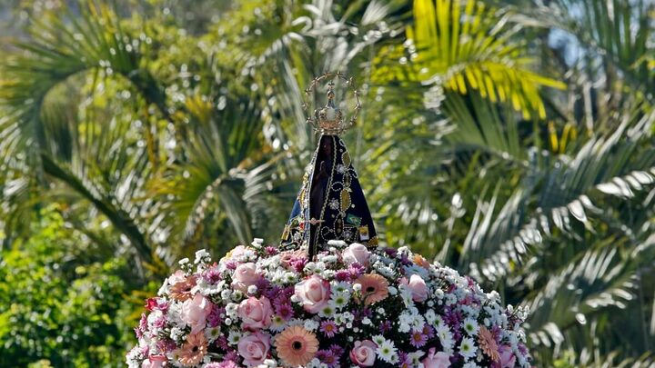 Oferecer flores à Nossa Senhora Aparecida é um gesto de fé e devoção (Imagem: Sidney de Almeida | Shutterstock)