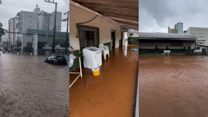 Forte chuva em Chapecó afeta moradores da região.