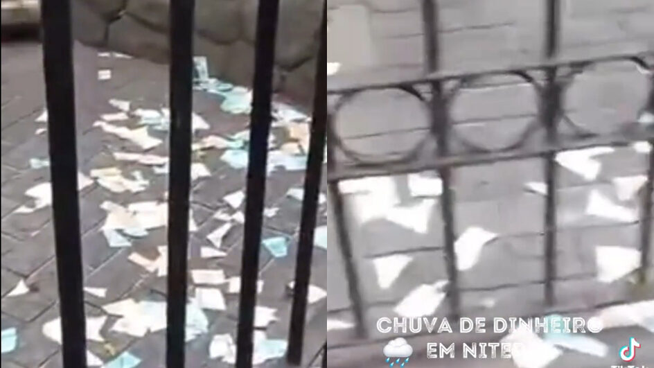 Homem arremessa cédulas de dinheiro pela janela no RJ