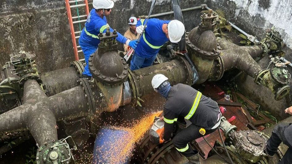 Manutenção na Estação de Tratamento de Água (ETA) do Cubatão se estendeu além do prazo inicial (Foto: prefeitura de Joinville)