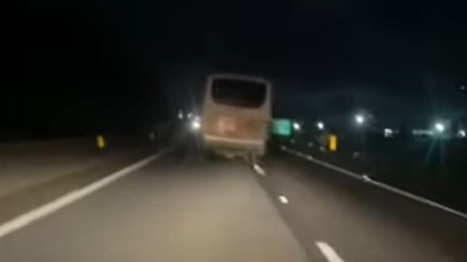 Ônibus era conduzido em movimento zigue-zague (Foto: Guarda Municipal de Itapema, Divulgação)