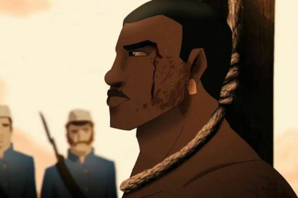 ‘Uma História de Amor e Fúria’ segue a vida de Paulo, um homem imortal que atravessa os séculos, vivenciando e se envolvendo em momentos históricos do Brasil (Imagem: Reprodução digital | Gullane Filmes e Europa Filmes)