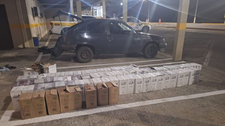 Carga ilegal de vinhos foi abandonada em Lages.