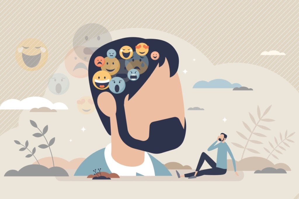 Observar os pensamentos como nuvens, que v&ecirc;m e v&atilde;o, ajuda a cultivar a paz interior (Imagem: VectorMine | Shutterstock)