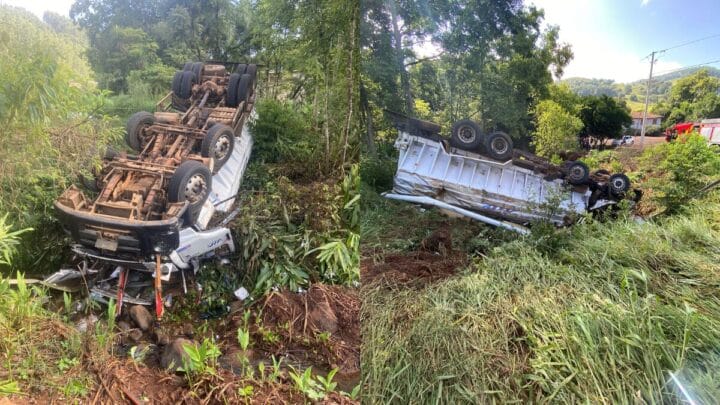 Caminhoneiro de 21 anos morre em capotamento na SC-155