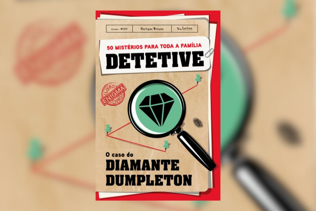 “Detetive: O Caso do Diamante Dumpleton” propõe ao leitor desvendar o mistério do roubo de um valioso diamante (Imagem: Divulgação | Editora Via Leitura)
