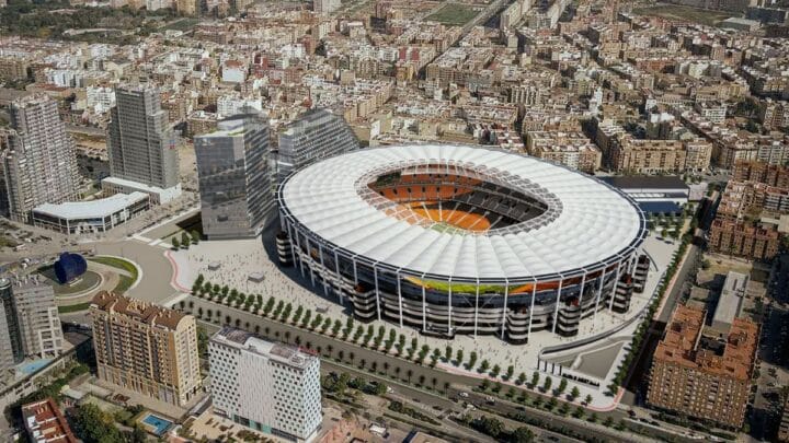 Imagem mostra imagem aérea do estádio