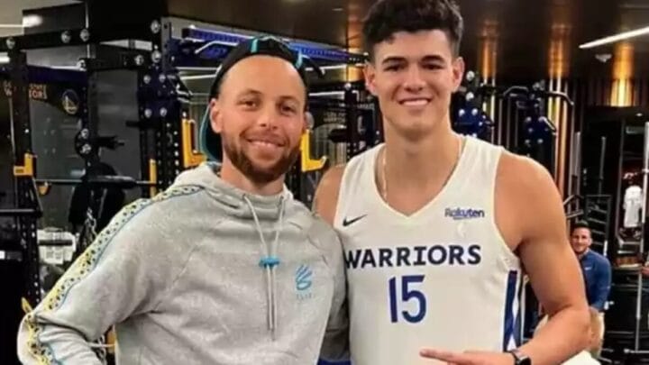 Stephen Curry e Gui Santos do Golden State Warriors (Foto: Reprodução, Redes sociais)